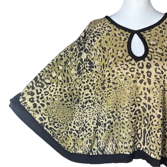 Y2K Vintage Leopard Print Poncho Keyhole Sweater. XS. Cheetah, Girlhood, Sparkle - Picture 5 of 10